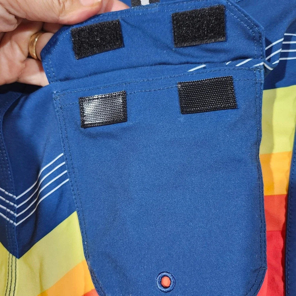 Hurley Phantom Mens Board Shorts Size 29 Rainbow Stripe Blue Swim Trunks Surf